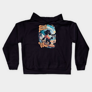 Wave Rider: A Black Poodles Surfing Adventure Kids Hoodie